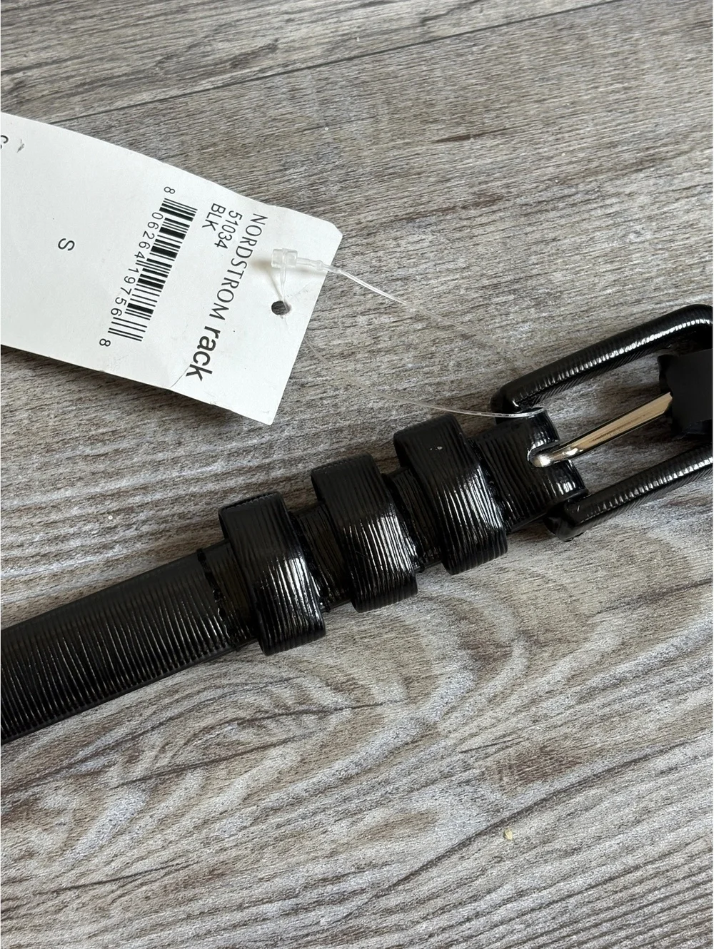 Nordstrom Rack Black Faux Leather Textured Belt Size Small